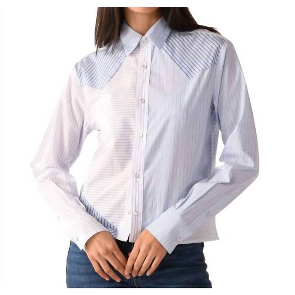 NEW CISSA raw edge western shirt in stripe scrappy